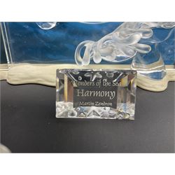 Swarovski Crystal, Wonders of the Sea Trilogy: 'Eternity', 'Community' and 'Harmony', all with stands and plaques, H20cm