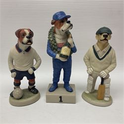 Ten Country Companions Robert Harrop dog figures, including Doberman CC28, Boxer Grand Prix CC88, Golden Retriever CC33, Bulldog Darts CC75, etc