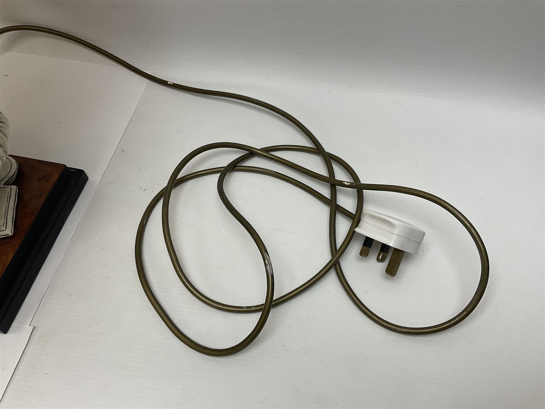 Two Giuseppe Armani figural lamps, the first modelled as an owl perched upon a book, the second modelled as a pair of owls perched upon blackberry branch, each with damask fabric tassel shades, tallest H76cm