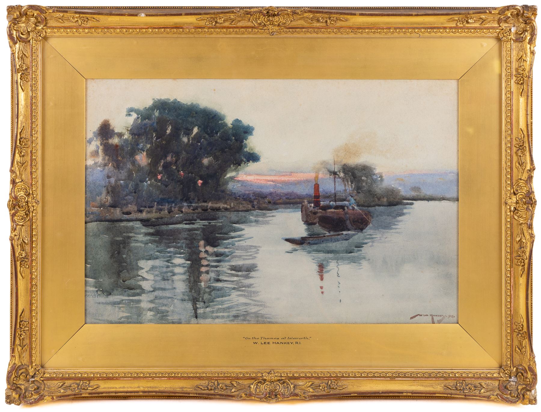William Lee Hankey (British 1869-1952): 'On the Thames at Isleworth', watercolour signed and dated '98, titled on the mount 33cm x 51cm