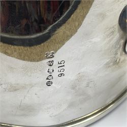 Silver plated, tea caddy, in the form of a heart, with repousse decoration, presented to H Whitcombe, H20cm