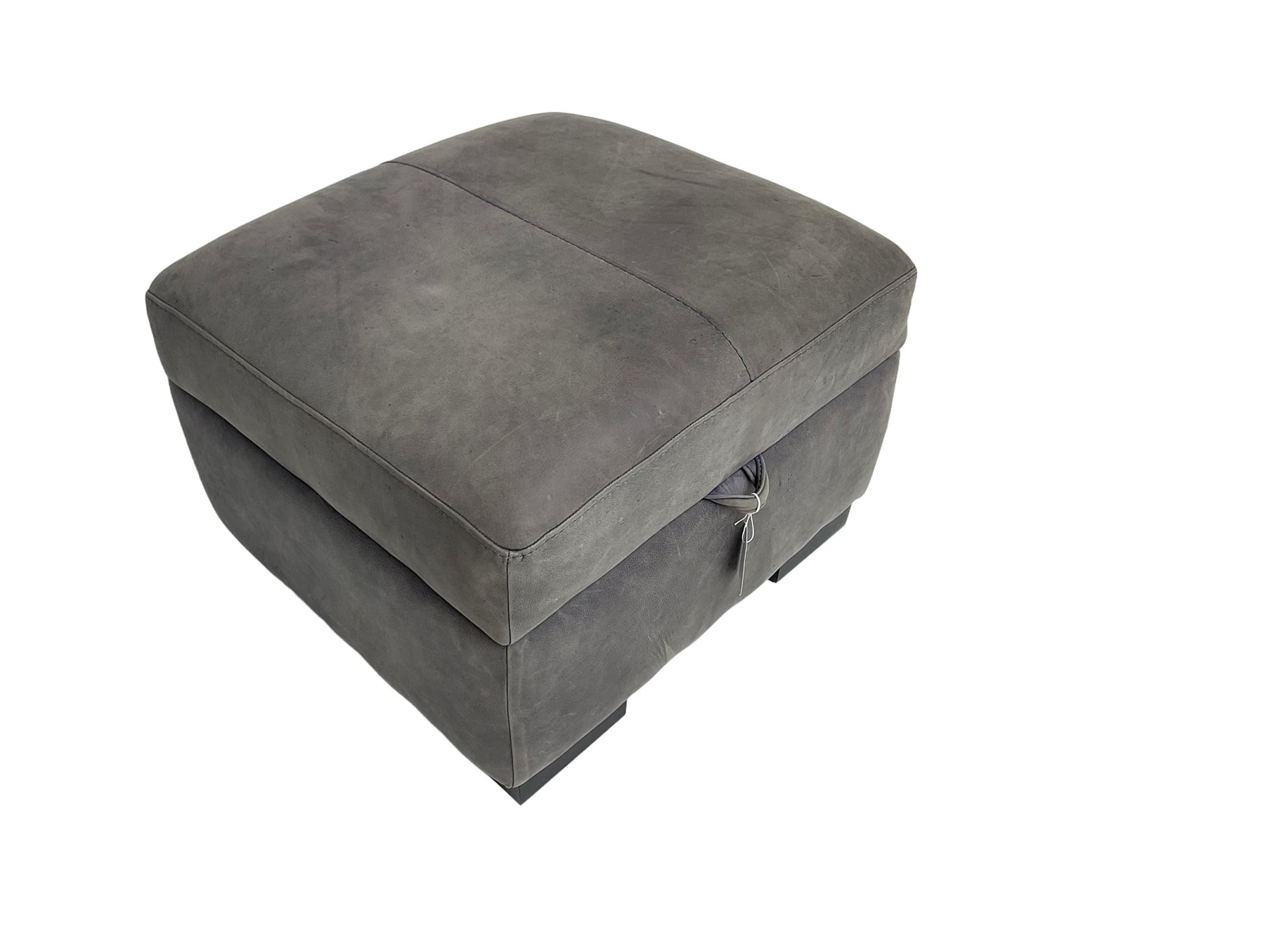 Footstool upholstered in grey faux suede