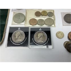Mostly Great British coins, including King George IV 1821 crown, Queen Victoria 1890 double florin, King George V 1922 florin, commemorative crowns etc