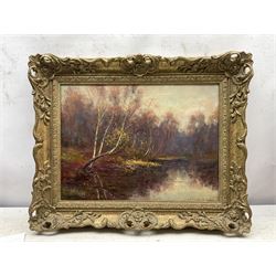 Arthur H Rigg (British exh.1882-1906): Woodland Stream, oil on canvas signed 29cm x 39cm 