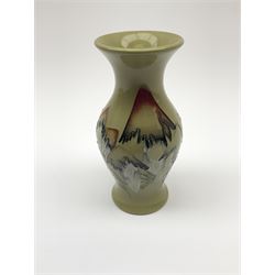 A Moorcroft vase of baluster form decorated in the Magical Toadstool pattern, designed by Kerry Goodwin, with impressed and painted marks beneath, and dated 2009, H13cm. 