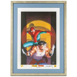 Limited edition signed lithograph 'Spider-Man/Wolverine' signed by John Romita, artwork by...