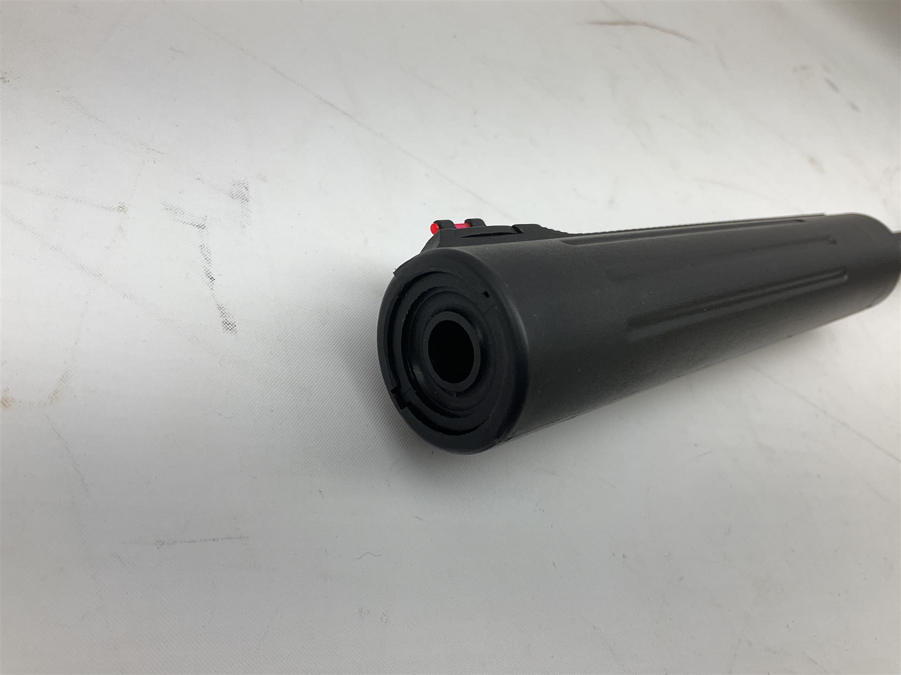 Hatsan .22 break-action air rifle retailed by Edgar brothers with 46cm barrel including fully integrated sound moderator, No.092031501; L113cm overall; in gun sleeve; together with Hawke Vantage 2-7x32 telescopic sight, Bressler Condor 24-72x100 spotting scope with carrying case and Velbon EF-61 tripod; all boxed (4)