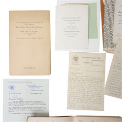 Letter from the artist Thomas Sidney Cooper from his home in Canterbury, July 1890 referencing Mr Constable, number of WWII ENSA correspondence from India, C.E.M.A. programme 1946 with signatures, correspondence and photographs of the McLeod family, hand written recipe book 1898 and other items
