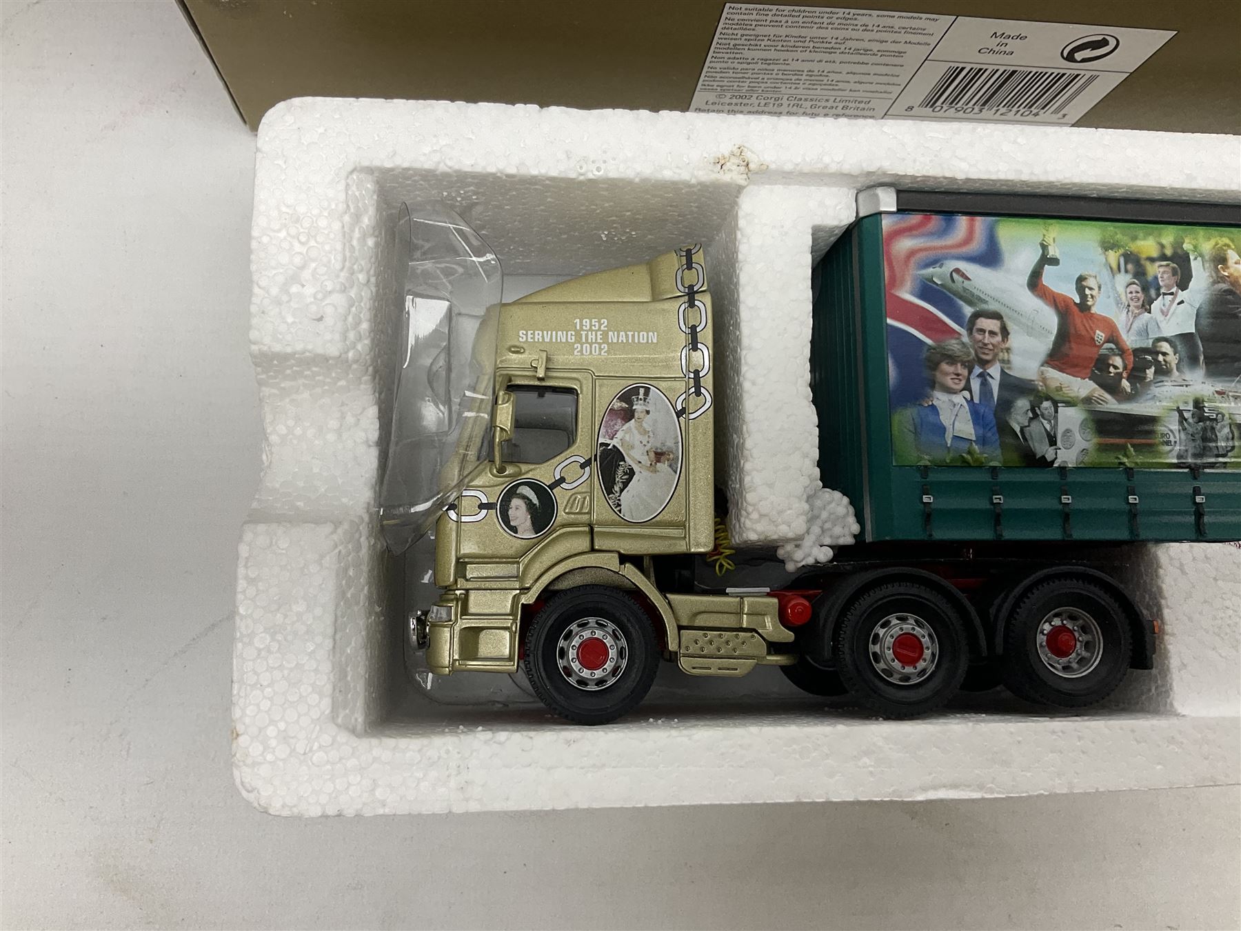 Corgi - three limited edition lorries comprising CC12901 Scania Topline Curtainside Eddie Stobart Limited; CC12104 Renault Premium Curtainside Strongserve Ltd; and 50703 Guinness Mack LJ with Fruehauf Trailer; all boxed (3)
