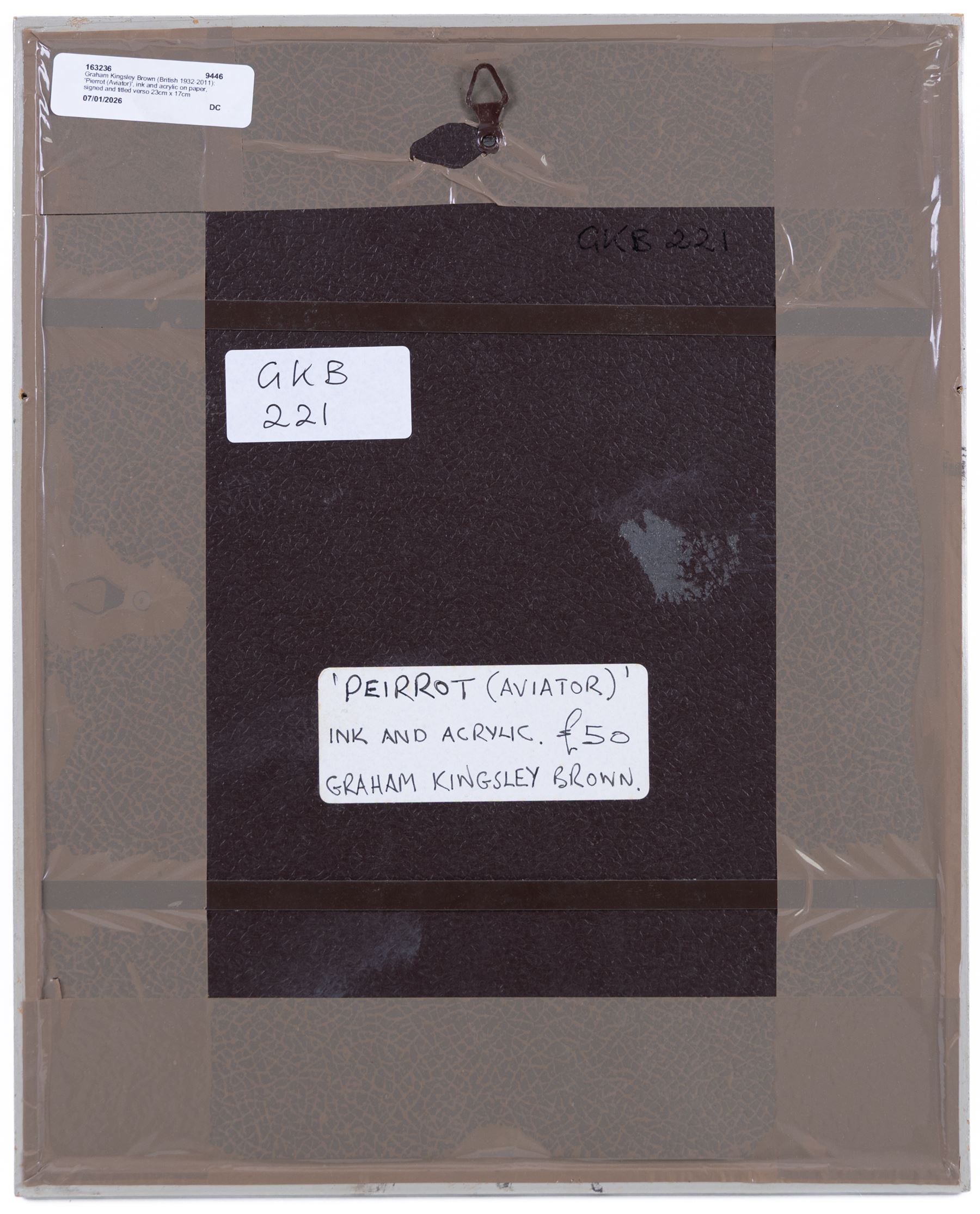 Graham Kingsley Brown (British 1932-2011): 'Pierrot (Aviator)', ink and acrylic on paper, signed and titled verso 23cm x 17cm