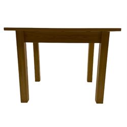 Light oak rectangular dining table, and four chairs