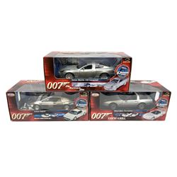 RCERTL Joyride James Bond 1:18th scale die-cast model cars - Lotus Esprit (silvered) from The Spy Who Loved Me, Aston Martin V12 Vanquish from Die Another Day and Chevrolet Corvette from A View To A Kill, all boxed (3)