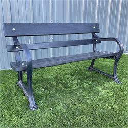 Cast iron and wood slatted garden bench painted in black  - THIS LOT IS TO BE COLLECTED BY APPOINTMENT FROM DUGGLEBY STORAGE, GREAT HILL, EASTFIELD, SCARBOROUGH, YO11 3TX