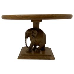 African carved hardwood elephant table, oval top