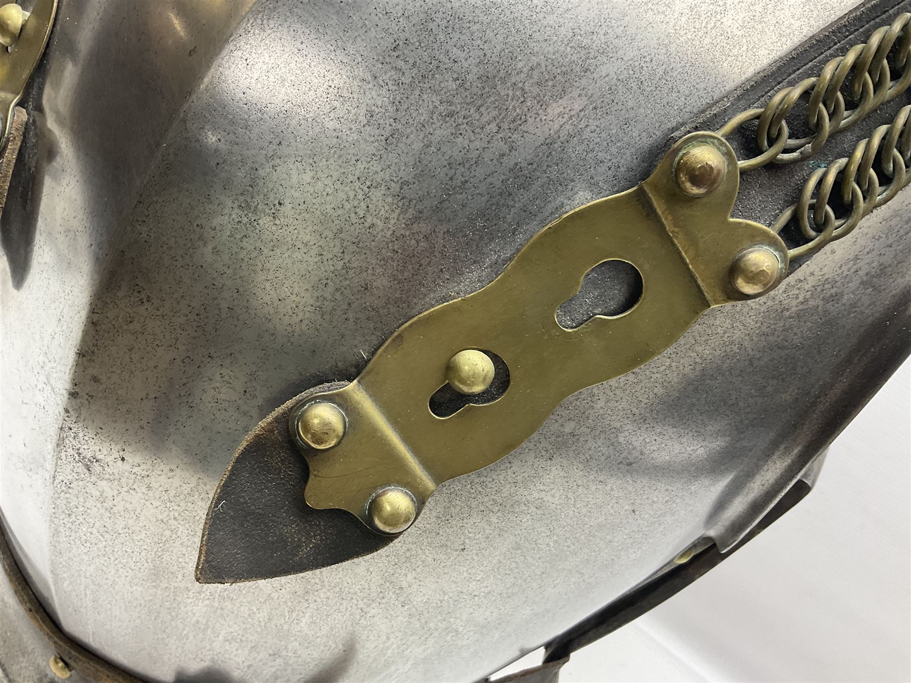 French 2nd Empire Cuirassiers breastplate and backplate, both marked internally along the bottom flange August 1862 for the Premier Guard Lancers No.450; on modern wooden display stand