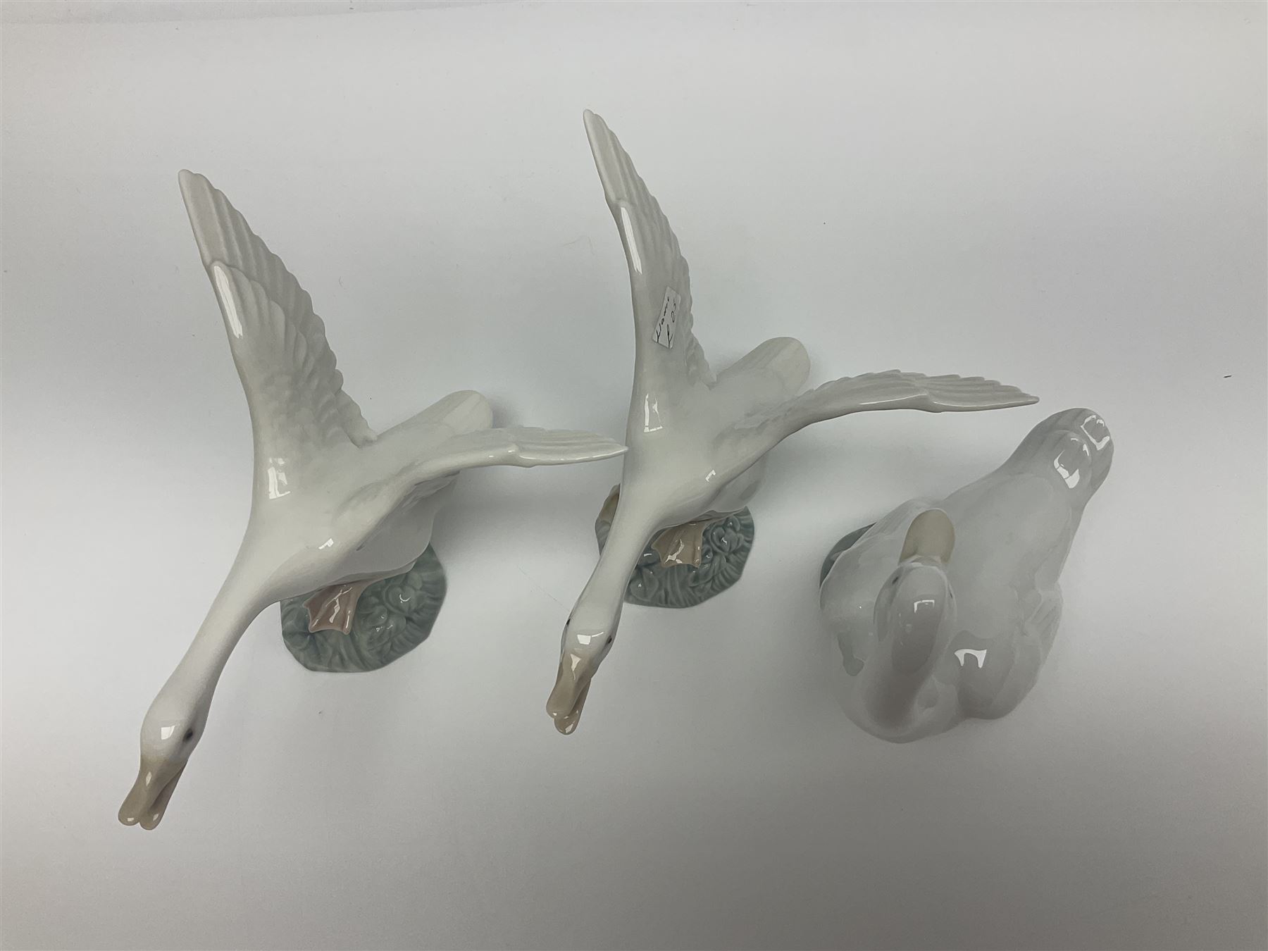 Lladro Turtle dove, together with six Lladro geese, and five other geese figures  