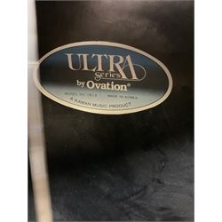 Ovation Ultra Series Model No.1512 electro acoustic guitar, 1980s/90s with textured black bowl back, natural spruce top and mahogany neck, serial no.232916 L104cm; in Hiscox Liteflite case with GuitarKes Workshop set-up and service certificate date October 2021
