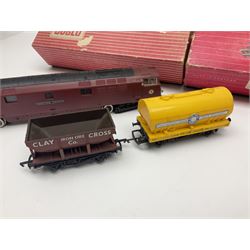 Hornby '00' gauge - LNER Heavy Goods Electric train Set with Class B12 4-6-0 locomotive No.8509, tender, seven wagons and accessories; boxed; Class 52 'Western' Diesel Hydraulic C-C locomotive 'Western Courier' No.D1062; Class 3F 'Jinty' 0-6-0 tank locomotive No.47606; and six goods wagons; two power controllers and oddments of track; all unboxed; together with Hornby Dublo TPO Mail Van Set with separate Line Side Apparatus and Junction Signals; all boxed