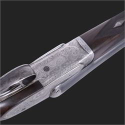AYA 12 bore double trigger sidelock ejector, side by side double barrel shotgun with 71cm (28
