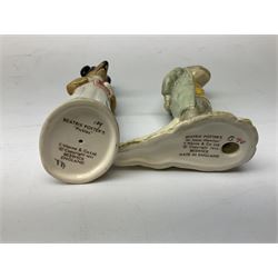 Seven Beswick Beatrix Potter figures, comprising Sir Isaac Newton, Mr Jackson, Tommy Brock, Pickles, Mr Jeremy Fisher, Mr Alderman Ptolemy and Sally Henny Penny, all with printed mark beneath  