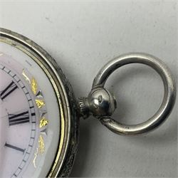 Continental silver fob watch, silver fruit knife with a mother of pearl handle, a cased Suunto Co clinometer and other collectables 