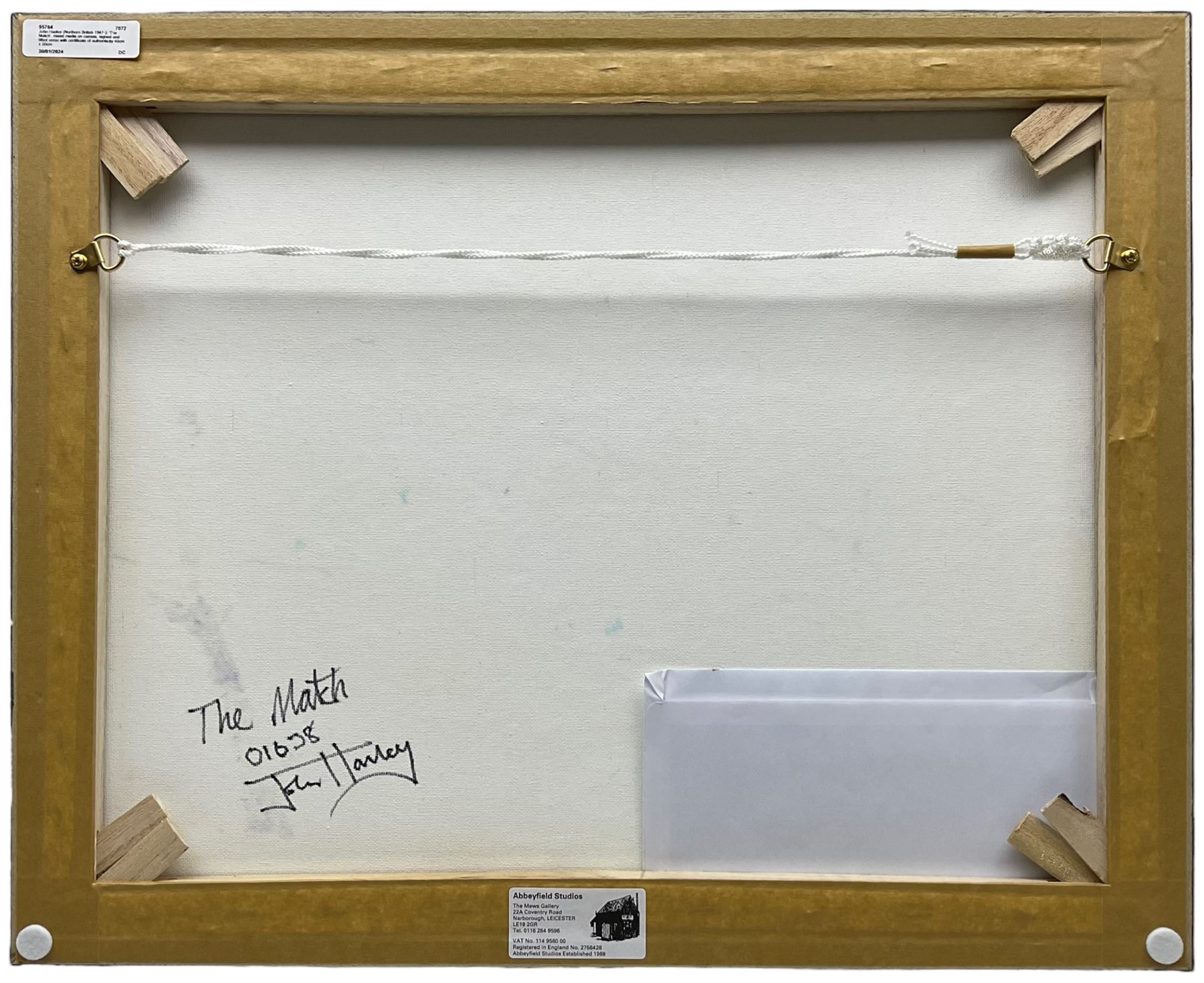 John Hanley (Northern British 1947-): 'The Match', mixed media on canvas, signed and titled verso with certificate of authenticity 40cm x 50cm