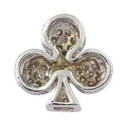14ct white gold club pendant, pave set with twenty-five diamonds
