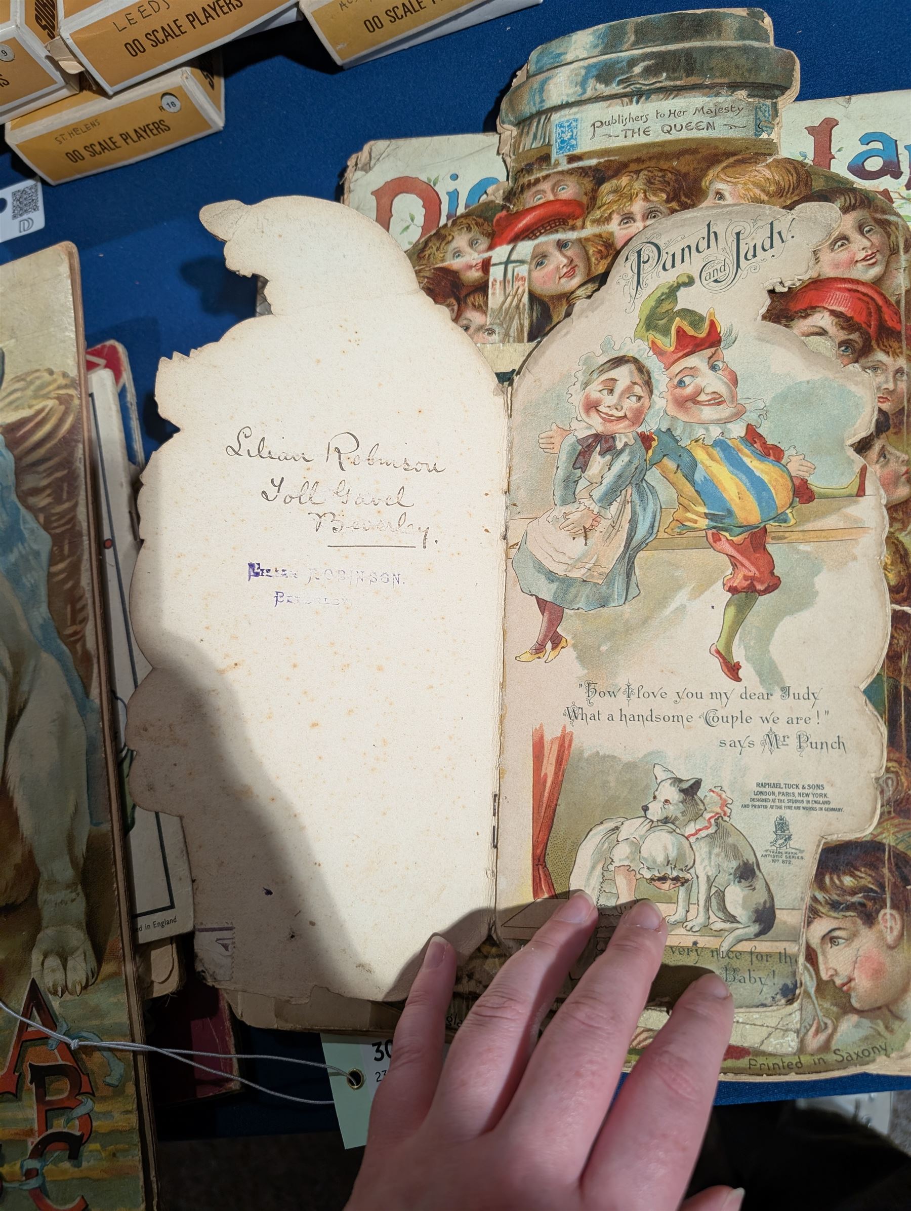 Fifteen late 19th/early 20th century children's picture books, comprising eleven published by Raphael Tuck & Sons, titles including Pleasant Hours Painting book, Boo-Boo the Barrage Balloon, The Timber Toes, At the Sound of the Drum, Coronation Procession Panorama, Horace and the BBC, Dolly's Dressmaker, Puppy Dogs ABC, Pets at the Farm, Mr Punch and His Tricks and Mixed Pickles Prepared, and four published by Ernest Nister, titles including Dicky Bird Land, The Sugar Plum House That Jack Built, The Noah's Ark and A Day at the Seaside