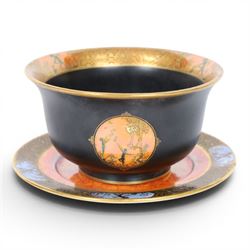 Art Deco Carlton Ware Moonlight Cameo bowl and plate, bowl H6cm, plate D12cm 