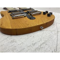 SG double neck electric guitar with twelve-string and six-string facilities and natural wood finish L103cm 