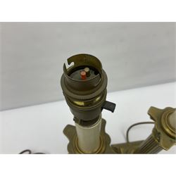 Pair of brass table lamps in the form of fluted Corinthian columns, H46cm