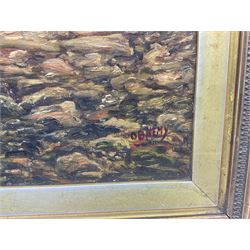 OB Hemy (19th century): Rocky Coastal Landscape, oil on canvas signed 35cm x 52cm