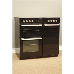  Belling electric range cooker, ceramic five pan hob, two ovens and grill, W90cm, D60cm  
