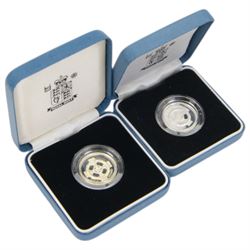 Twelve The Royal Mint United Kingdom silver proof one pound coins, comprising 1983, 1984, 1988, 1989, 1992, 1993, 1994, 1996, 1996 piedfort, 1998, 1999, and 2001, cased with certificates