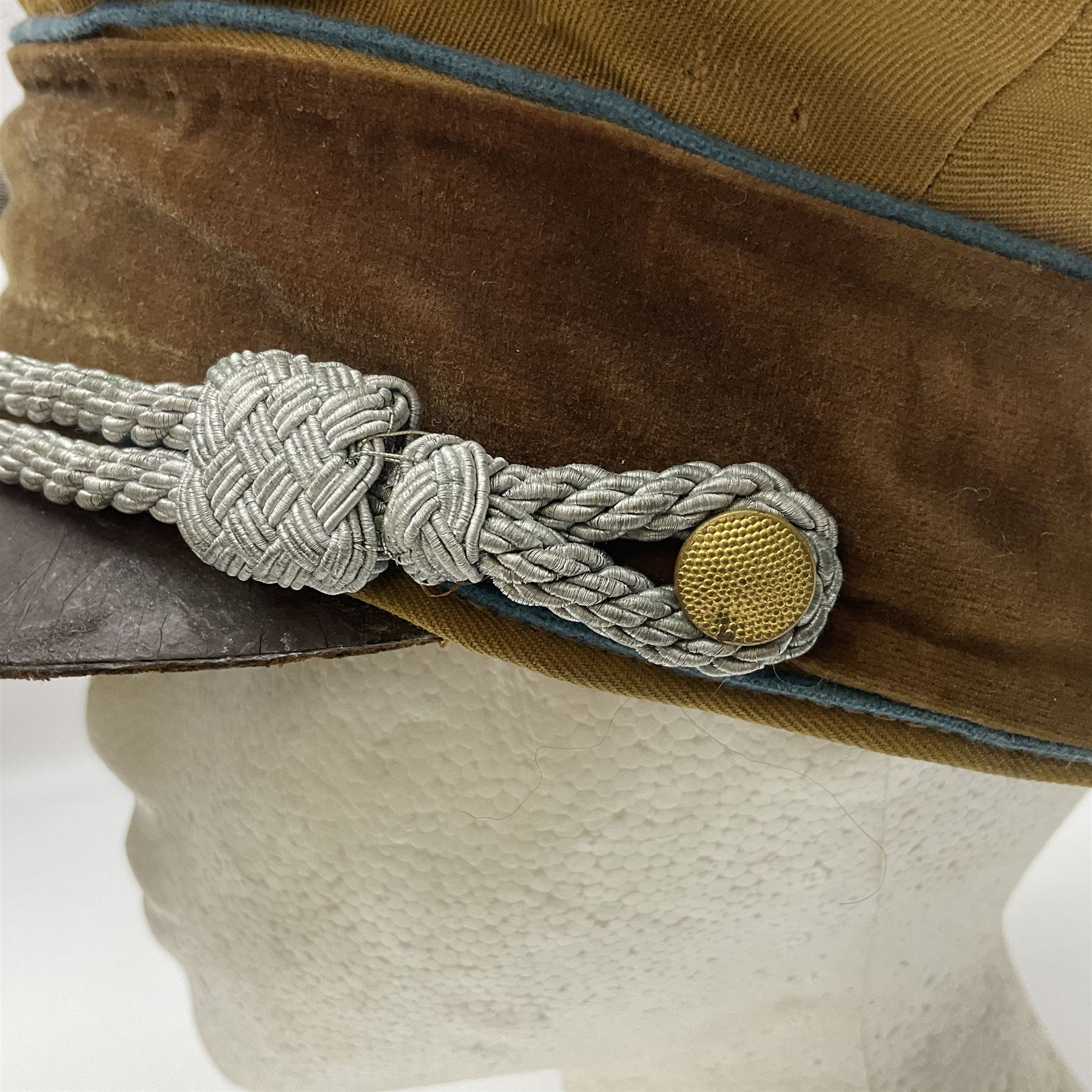 WW2 German Political Leaders brown cloth visor cap with metal insignia; labelled K. Hartel Weiden