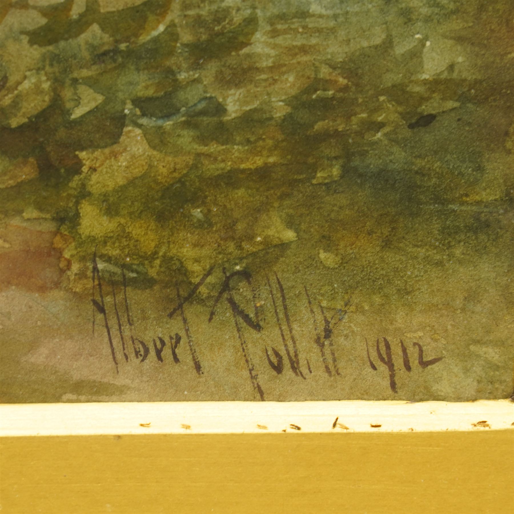 Albert Pollitt (British 1855-1926): Farmstead and Sheep Flock and Castle on the Hill, set three watercolours signed, two dated 1912, max 60cm x 44cm (3)