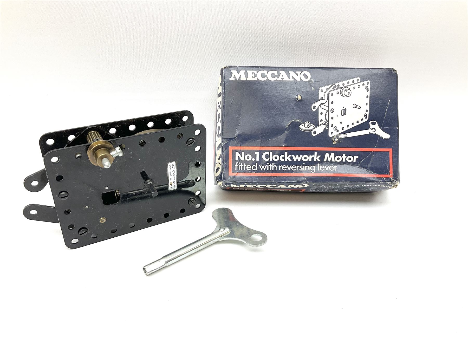 Meccano - 4M Motorised Set with instruction booklet and paperwork; No.1 Set; and No.1 Clockwork Motor; all boxed (3)
