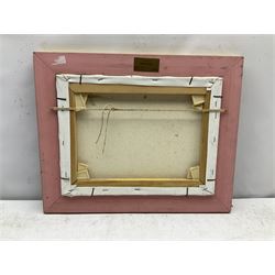 Barry Hilton (British 1941-): Snowy Winter Street Scene, oil on canvas signed 29cm x 39cm