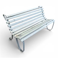 Metal and wood slatted garden bench