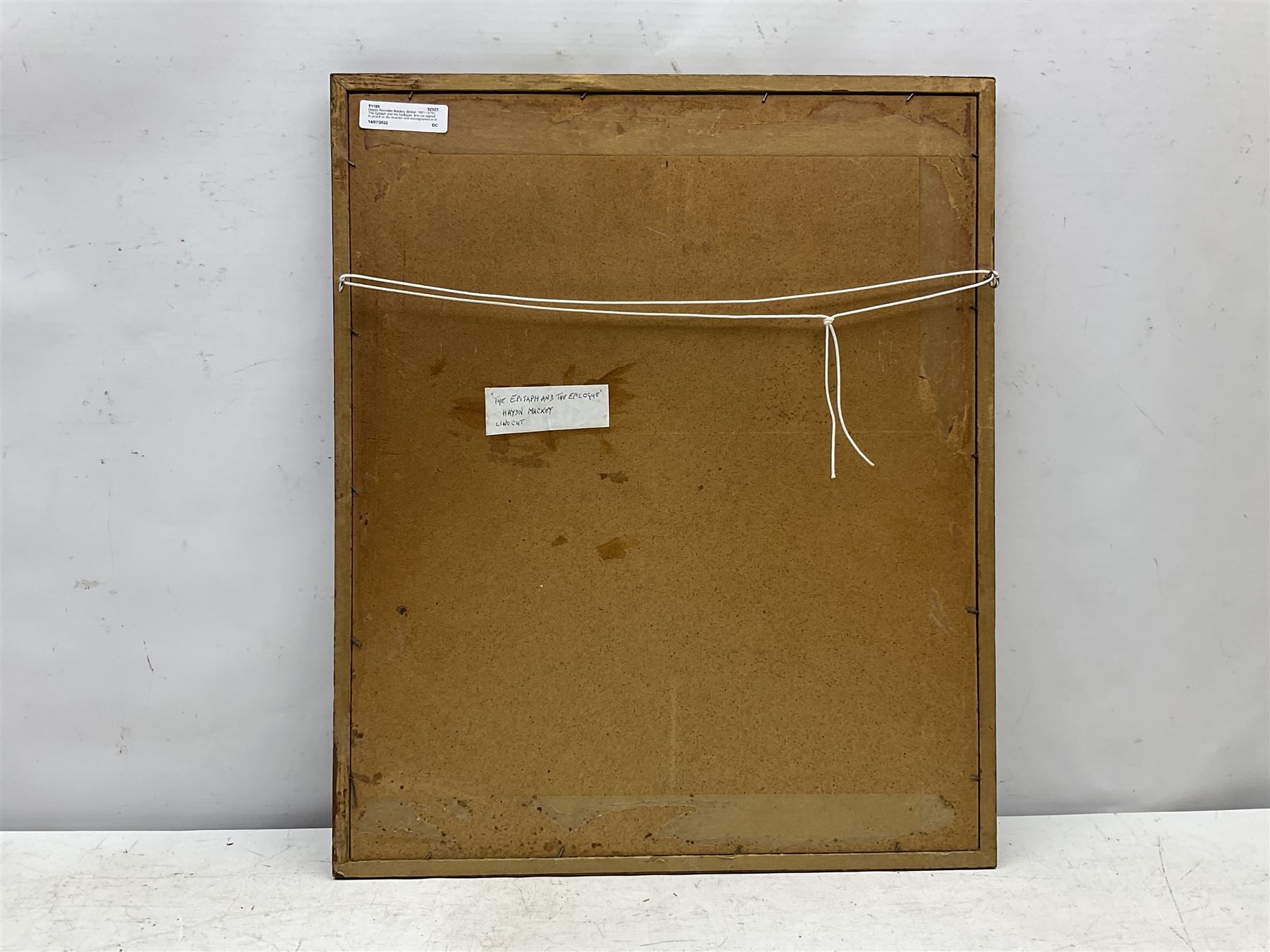 Haydn Reynolds Mackey (British 1881-1979): The Epitaph and the Epilogue, lino cut highlighted in white signed in pencil on the border and monogramed in the image 34cm x 27cm
Provenance: given to the vendor Neil Tyler, a pupil and fellow artist