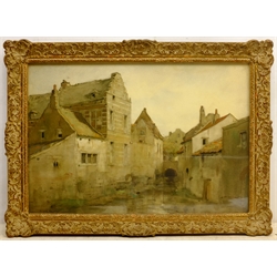  Anton van Anrooy (Dutch/British 1870-1949): Canal Scene, watercolour signed 35.5cm x 52cm  