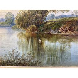 George Alexander (British 1832-1913): Cattle Watering at 'The River Wharfe Tadcaster', oil on canvas signed and inscribed verso, 27cm x 37cm 