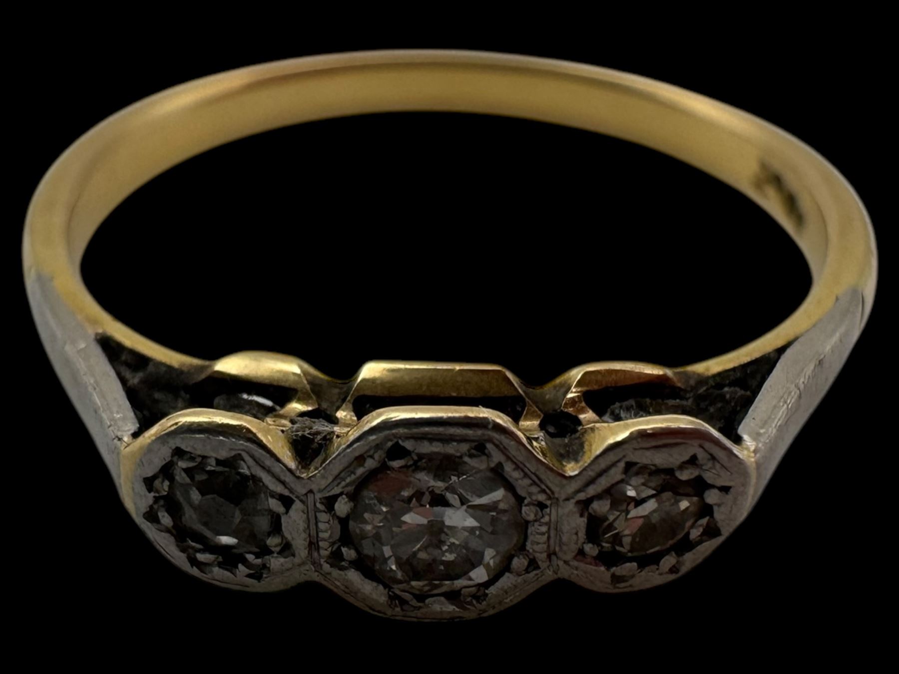 9ct gold emerald and diamond cluster ring, hallmarked, 18ct gold three stone diamond ring, silver stone set pendant, loose opal and a micro mosaic brooch