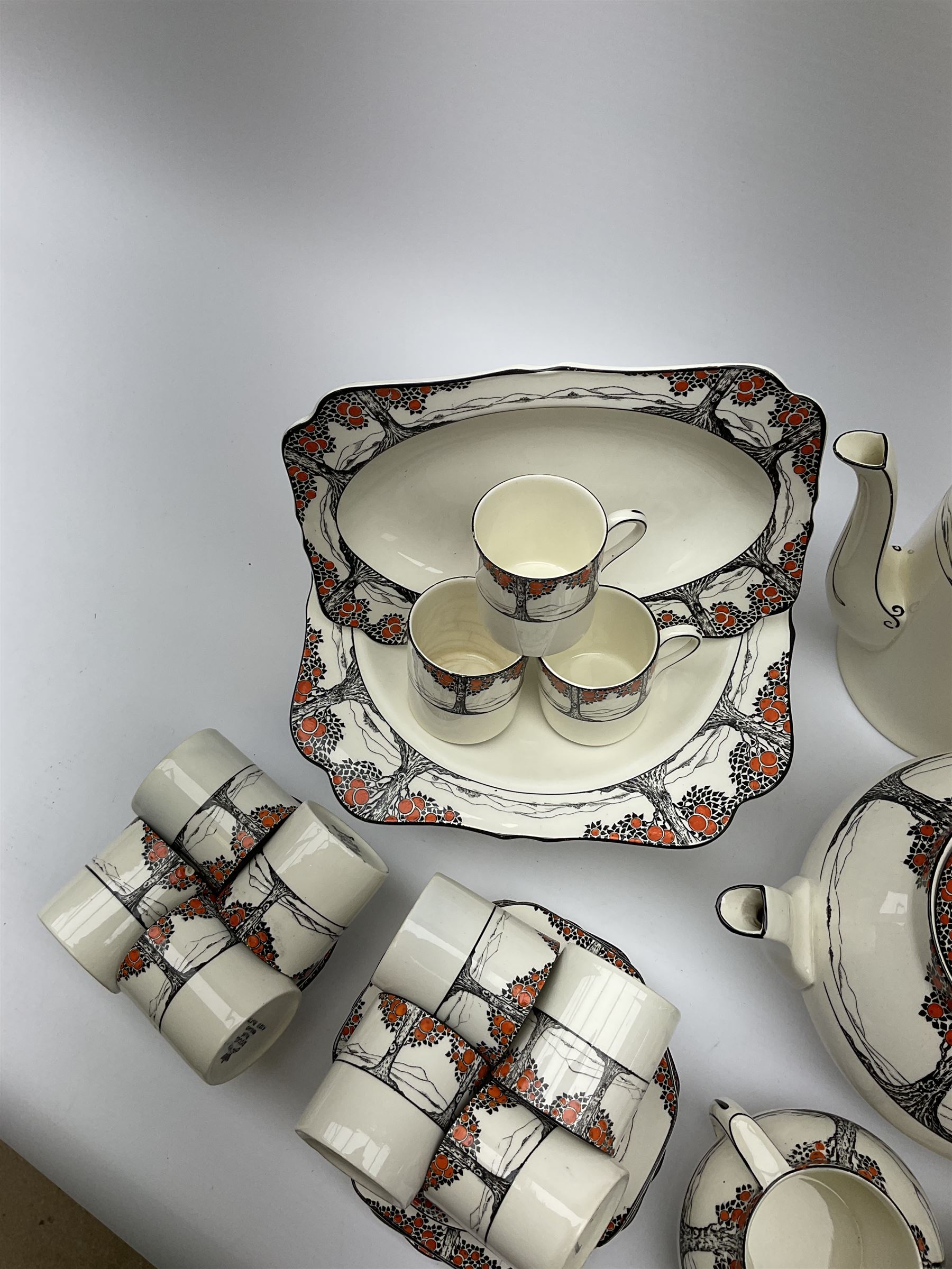 Crown Ducal tea and coffee wares decorated in the Orange Blossom