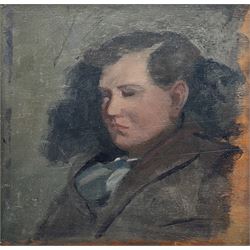 A MacGoogan (Irish early 20th century): Portrait of a Young Gentleman, oil on panel unsigned, attribution label verso 25cm x 25cm