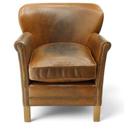 Halo - traditional tub design 'Cosy' club armchair, rolled arms with studwork terminals, u...
