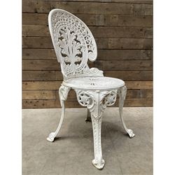 Victorian design white painted aluminium garden table, and four chairs