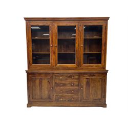 Contemporary hardwood glazed dresser with drawers and cupboards