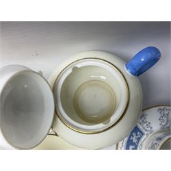 Six Shelley Athens pattern coffee cups and saucers, together with six Coalport Revelry coffee cups and saucers, and a Wedgwood tea set for two people