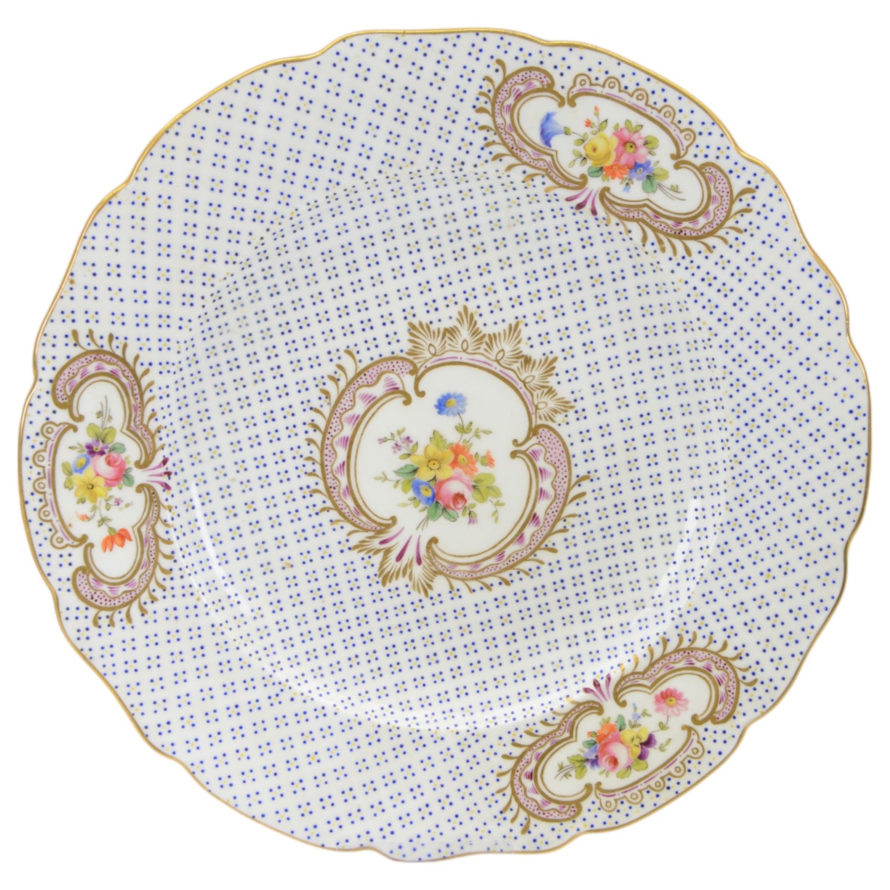 19th century and later cabinet plates, including Minton and Dresden examples, mostly painted with flowers, largest D27cm